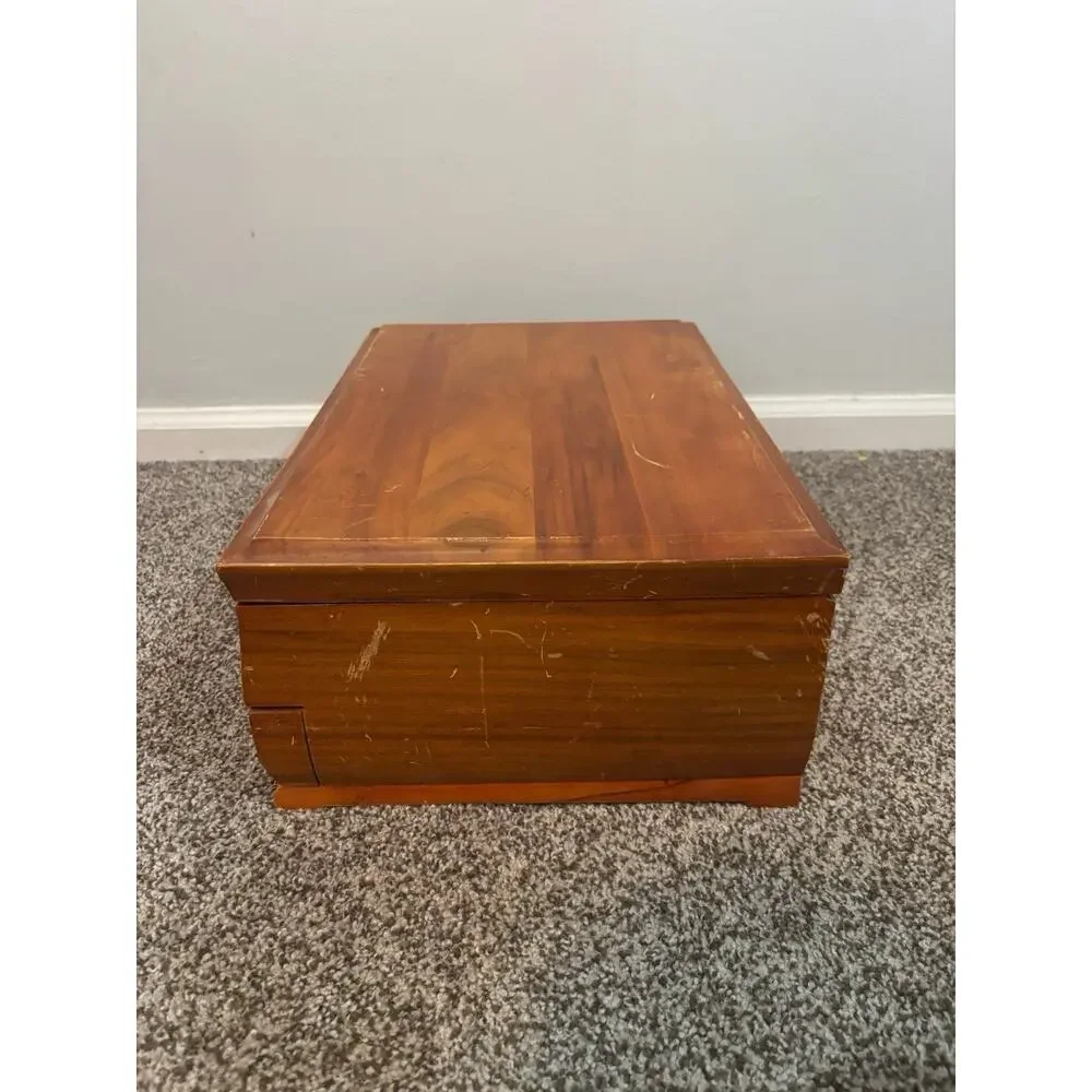 Vintage Wood SILVERWARE FLATWARE STORAGE BOX CHEST W/ DRAWER Tarnish Resistant